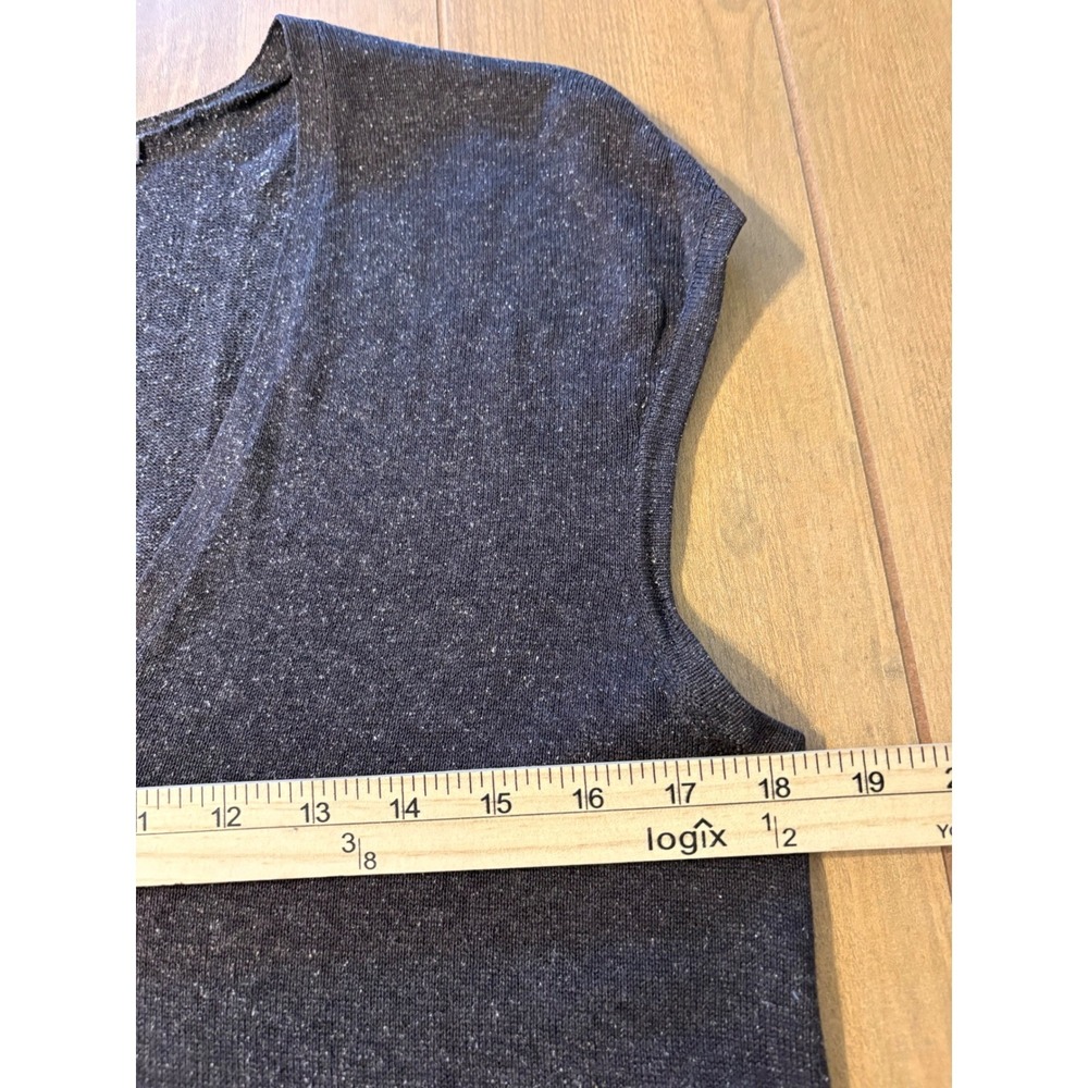 J. Jill Sweater Vest Womens Small Marled Gray Silk Cotton V-Neck Pockets Classic - Picture 8 of 10